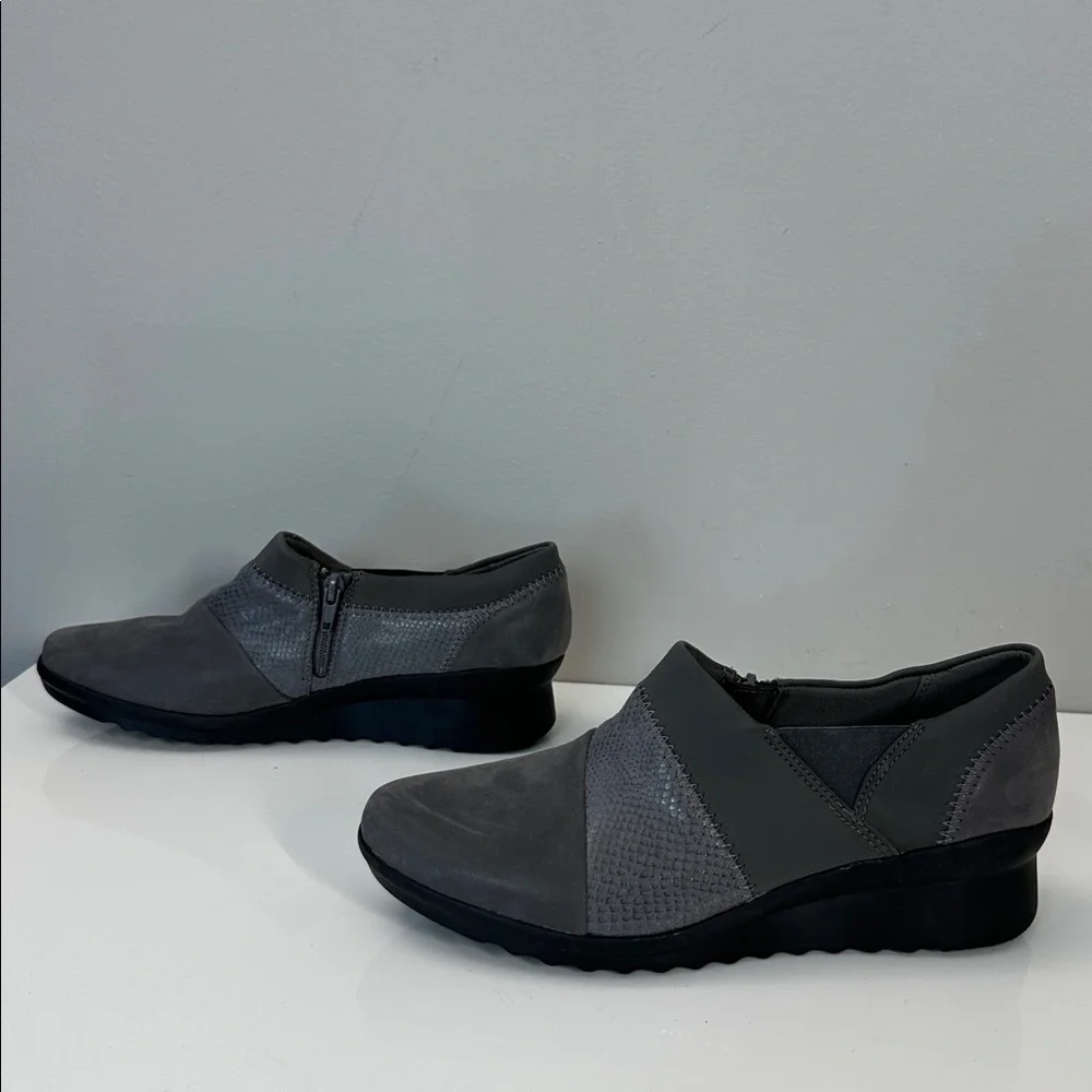 Cloudsteppers by Clarks Caddell Denali Gray SlipOn Wedge Size 8.5